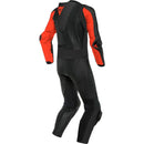 Macacão Dainese Pro Laguna Seca 5 Perfurado 1 Peça - Preto/Vermelho Fluorescente