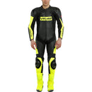 Macacão Dainese Pro VR46 Tavullia Perfurado 1 Peça - Preto/Amarelo Fluorescente (Valentino Rossi)
