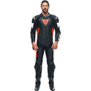 Macacão Dainese Tosa Perfurado 1 Peça - Preto/Branco/Vermelho Fluorescente