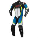 Macacão Alpinestars Motegi V2 1 Peça Preto/Branco/Azul/Amarelo Fluor