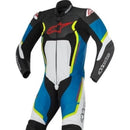 Macacão Alpinestars Motegi V2 1 Peça Preto/Branco/Azul/Amarelo Fluor