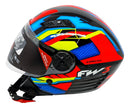 Capacete  FW3 X Open UP Fox Integral X OPEN laranja e azul e amarello