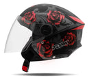 Capacete Tork New Three Flowers Vermelho e Preto Brilhante