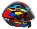 Capacete  FW3 X Open UP Fox Integral X OPEN laranja e azul e amarello